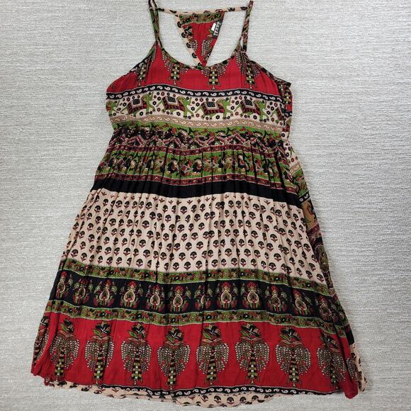 Jayli Dress Womens S Red Black‎ Elephant Paisley Open Back Festival Beach Boho - Picture 8 of 16